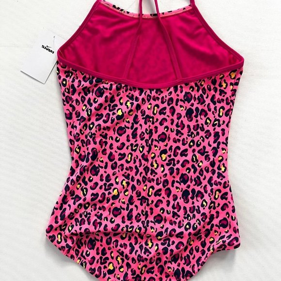 Nike Girls Crossback One Piece Swimsuit Cheetah Pink - Picture 6 of 6